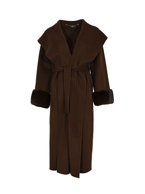 Cappotto vestaglia in lana con pelliccia di visone Clips | A924 568200039